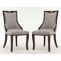 Manhattan Comfort DC002-GY Emperor Grey and Walnut Twill Dining Chair (Set of Two)